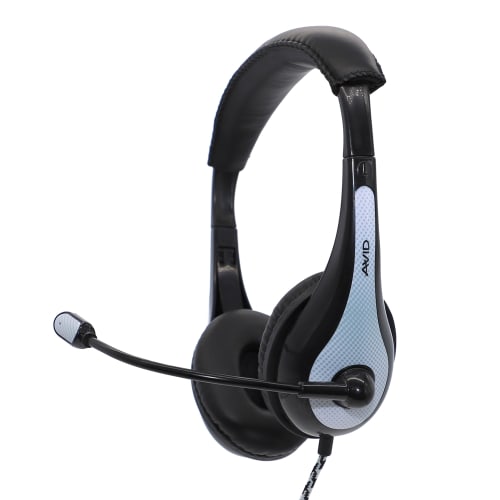 AVID AE-36 Headset with 3.5mm Connection and Adjustable Boom Microphone, White